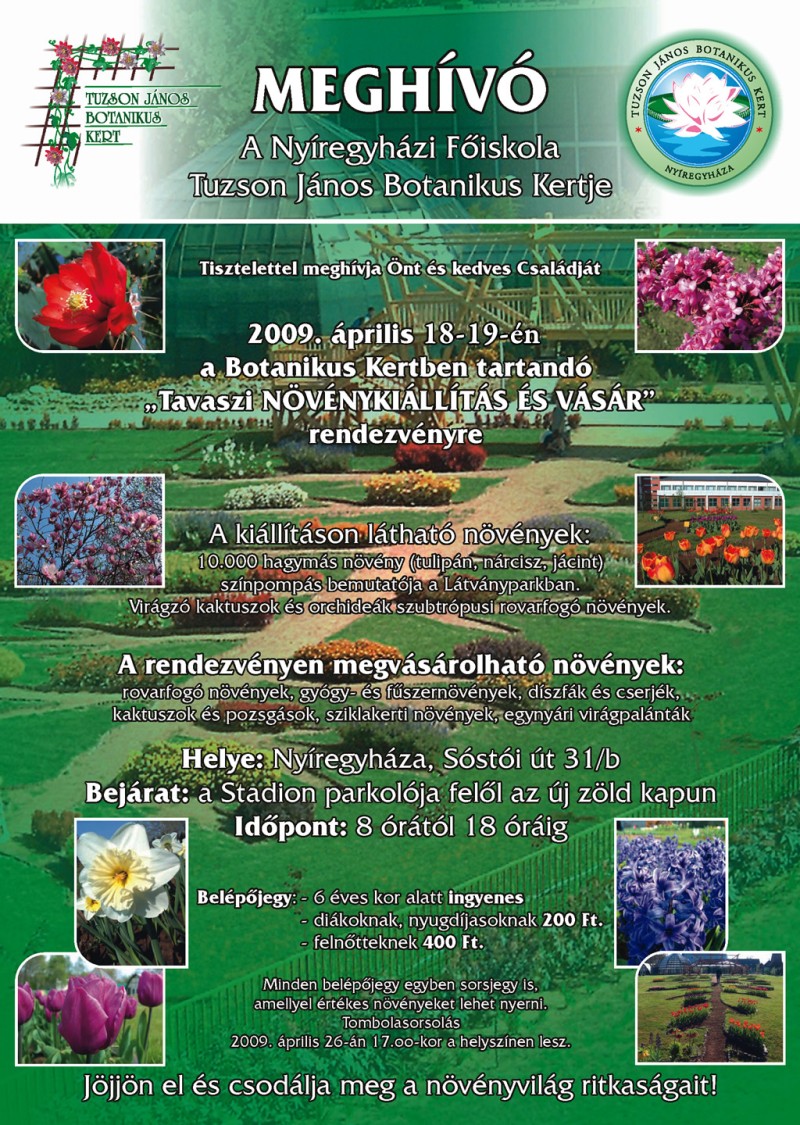 Tavaszi növénykiállítás és vásár a Tuzson János Botanikus Kertben